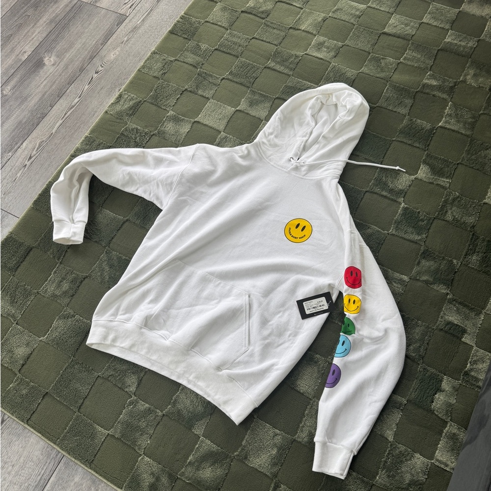 Jack’s Surfshop White Hoodie with Colorful Smiley Faces